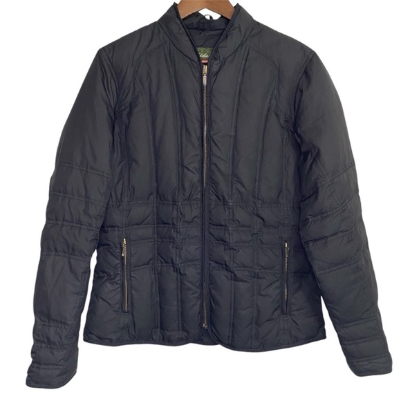 Eddie Bauer puffer jacket women’s large black full zip goose down basic coat‎ - Picture 1 of 15
